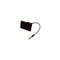 Black rectangular wall-mounted microphone with four screw holes and a short cable ending in a circular audio connector.