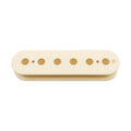 Cream-colored plastic pickup bobbin with six larger and two smaller circular holes in a row.
