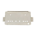 Silver metal baseplate with several evenly spaced circular holes and mounting tabs on both sides.