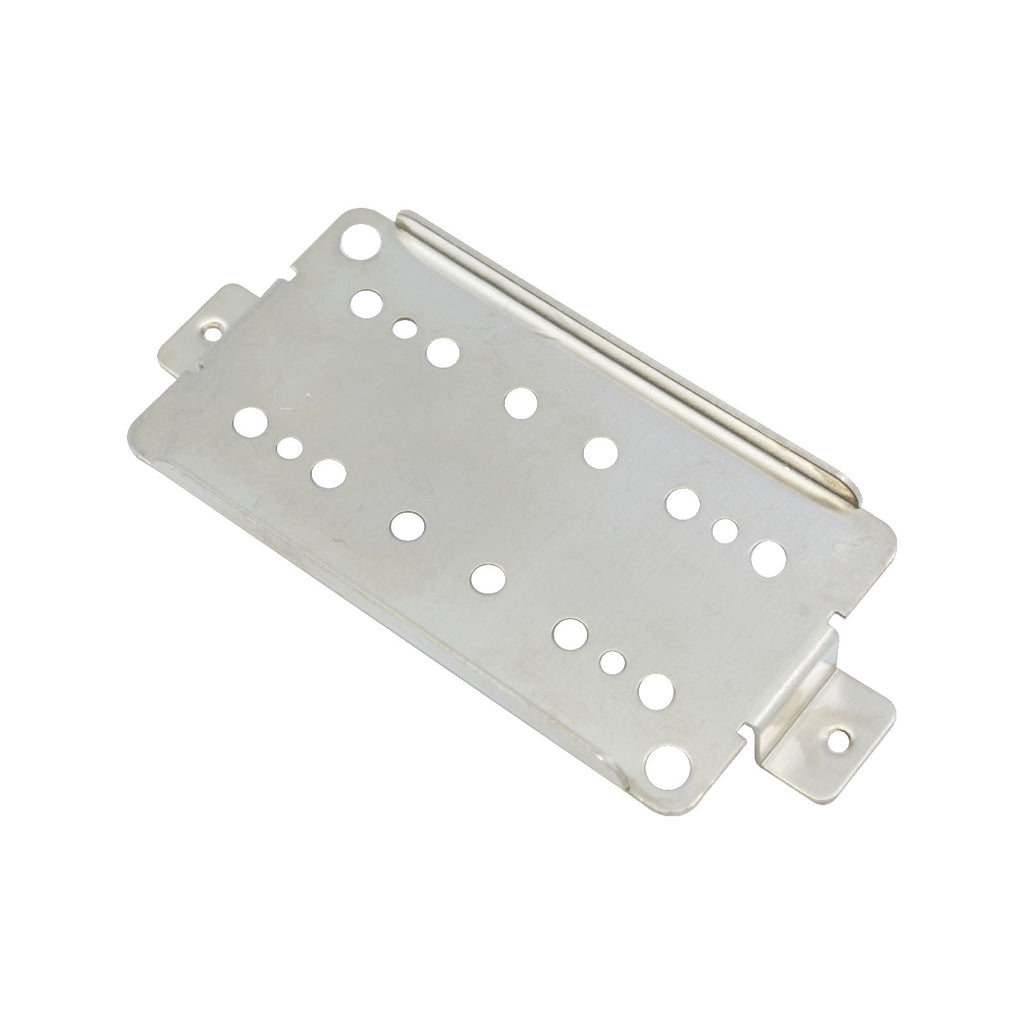 Silver metal pickup baseplate with multiple holes in a symmetrical pattern