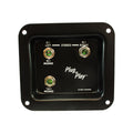 Black jack plate with three 1/4 inch jacks labeled for mono and stereo speaker connections.