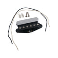Guitar pickup with cover, two springs, two screws, and black and white wires.