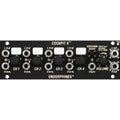 Black Endorphines Cockpit X 1U audio mixer module with four stereo channel inputs, sidechain control, and output jacks.