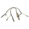 Wiring harness with twisted black and white wires, crimp terminals, and a 1/4 inch audio plug