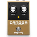 Gold and black guitar effects pedal with two knobs labeled Drive and Level and a footswitch.