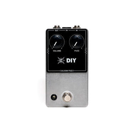 Black and silver guitar effects pedal with volume and fuzz knobs, footswitch, and input/output jacks.