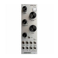 Silver electronic module with black knobs, toggle switch, button, and multiple input/output jacks labeled for audio control.