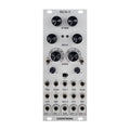 Silver eurorack module with multiple knobs, toggle switches, and patch jacks labeled with attack, decay, shape, and other controls