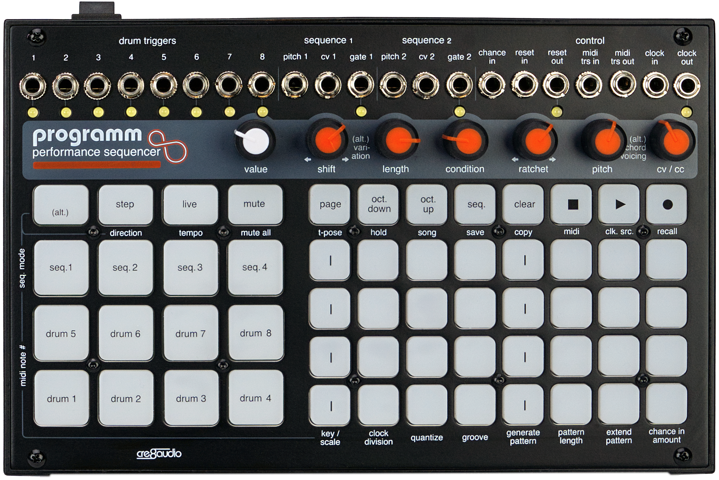 Cre8audio Programm - Performance MIDI and CV Sequencer