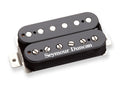 Black Seymour Duncan humbucker guitar pickup with metal mounting plate and visible pole pieces.