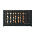 Front panel of a black audio synthesizer with multiple orange and white knobs and sliders labeled for oscillators, filters, and modulation controls.