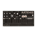 Top view of a black Dreadbox Artemis analog synthesizer with knobs, faders, buttons, and labeled controls.