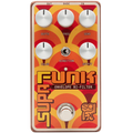 Orange and red patterned guitar effects pedal with five knobs, a toggle switch, and a footswitch.