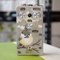 Guitar effects pedal with cartoon bird artwork and three control knobs labeled Time, Feedback, and Echo.