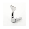 Single chrome metal bass guitar tuning peg with Y-style tuning button and mounting post.