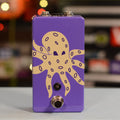 Purple metal pedal with beige octopus graphic, one footswitch, and two jack connectors on top.