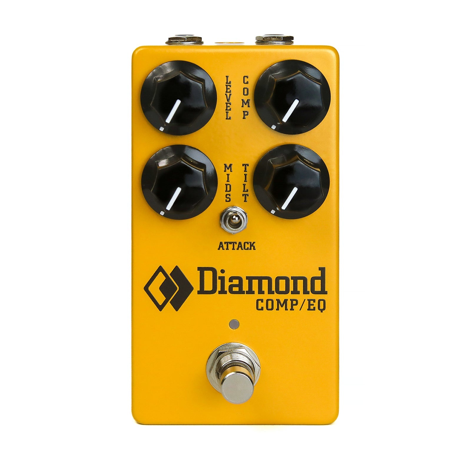 Yellow guitar effects pedal with four knobs, one toggle switch, and one footswitch labeled Diamond COMP/EQ.