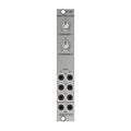 Front panel of a Doepfer module with two rotary knobs and six 3.5mm input/output jacks.