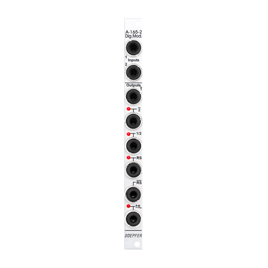 Doepfer A-165-2 eurorack module with multiple labeled audio jack sockets and red LED indicators.