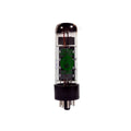 A clear glass vacuum tube with green Electro-Harmonix branding and black base with metal pins.