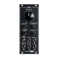 Front view of a black Eurorack module with multiple knobs, a toggle switch, and six 3.5mm jacks.