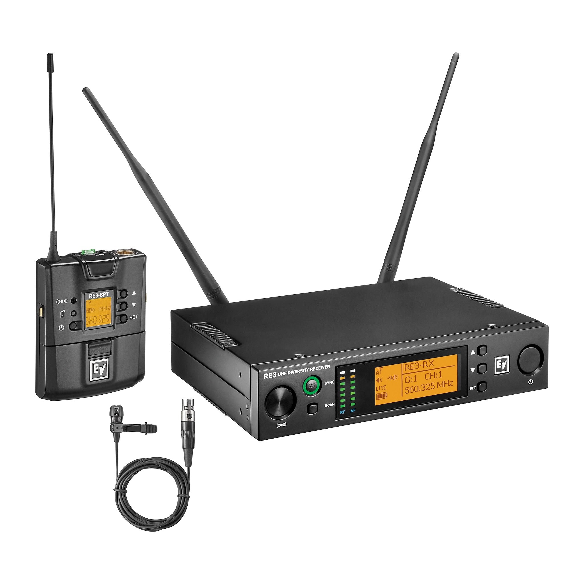 Electro Voice RE3-BPCL-5H RE3 Series UHF CL3 Lavalier Microphone Wireless System 560 - 596 MHz, studio recording microphone body