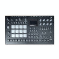 Black Elektron Analog Rytm MKII drum machine with pads, knobs, buttons, and screen on top panel.