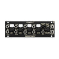 Black Eurorack module with four channels, input and output jacks, knobs, and rotary encoders labeled Cockpit X 1U.