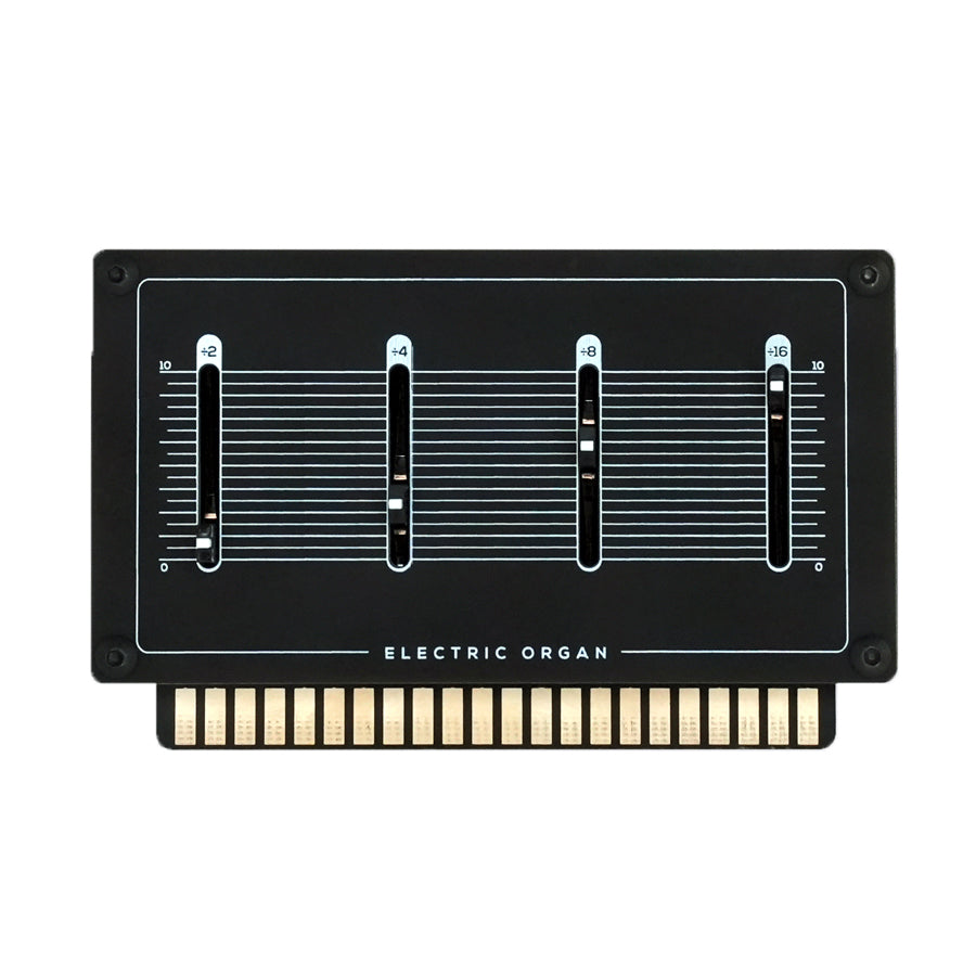 Black electronic module with four white sliders labeled +2, +4, +8, +16 and edge card connector pins.