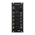 Black sequencer module with five gate inputs, five level knobs, toggle switches, and multiple jack sockets on front panel.