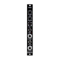 Black eurorack synthesizer module with knobs, switches, and jack connectors labeled for modulation and envelope control.