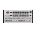 Erica Synths Bullfrog Drums desktop sampling drum machine, aluminum enclosure with knobs, seven sample-based voices and X0X-style step sequencer controls