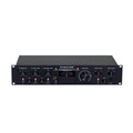 Black rackmount audio processor with multiple rotary knobs, toggle switches, and an analog meter labeled Omnipressor.