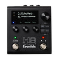 Black Eventide H9 Harmonizer pedal with screen displaying EchoVerb reverb preset and various knobs and buttons visible.