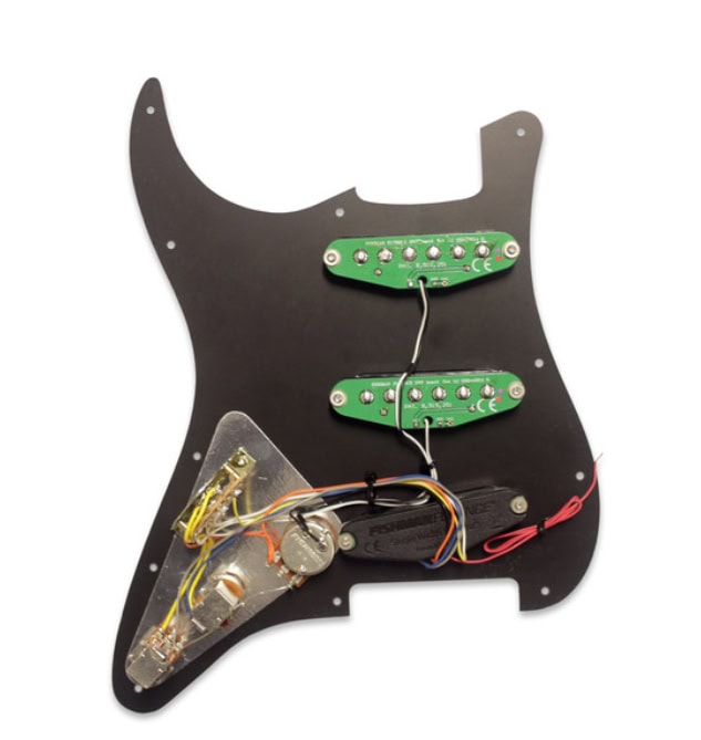 Fishman Fluence Loaded Black Pickguard With 3 Single Width Pickups For Strat