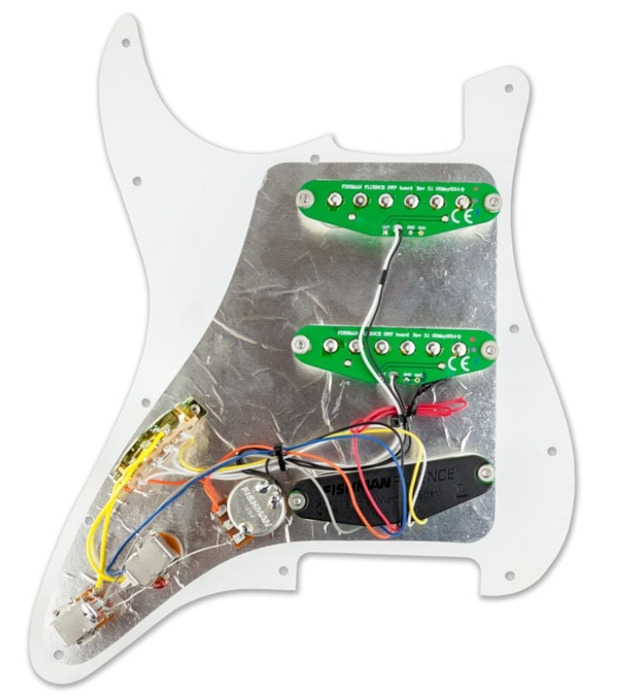 Fishman Fluence Loaded White Pickguard With 3 Single Width Pickups For Strat