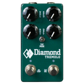 Green modulation pedal with four knobs, a toggle switch, two footswitches, and Diamond Tremolo branding.