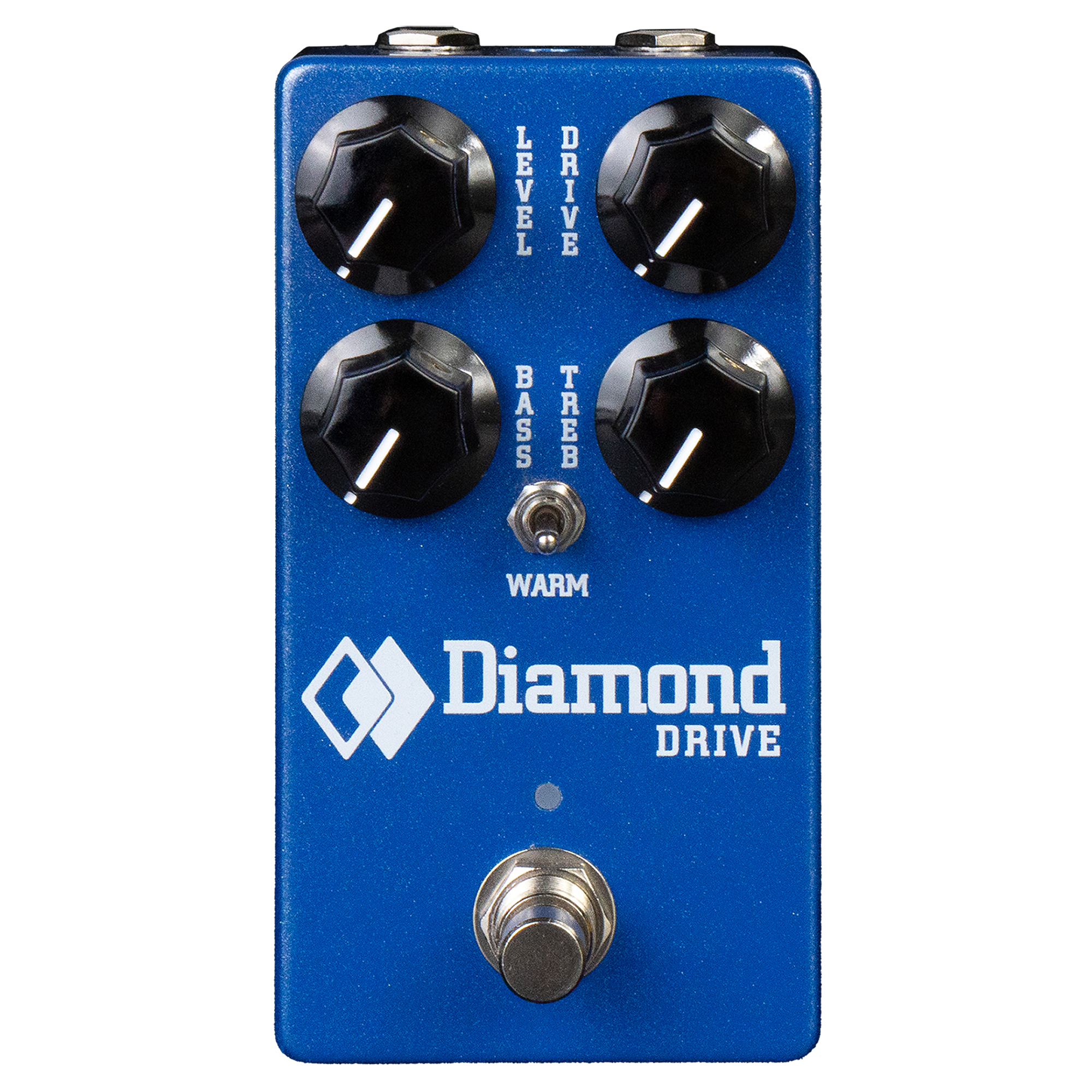 Blue guitar effects pedal with four knobs, one toggle switch, and one footswitch labeled Diamond Drive.