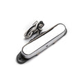 Silver guitar pickup with a rectangular shape and attached black and white wires on a white background.