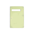 Mint green rectangular guitar tremolo backplate with six mounting holes and one rectangular cutout.