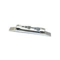 Polished silver metal bridge assembly with adjustment screws on each end.
