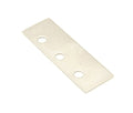 Silver rectangular metal shim plate with three circular holes.