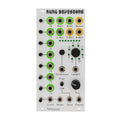 White eurorack module with multiple 1/8 inch jacks, two knobs, a toggle switch, and labeled input/output ports.