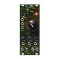 Forest green Fieldtone Weaver module with knobs, toggle switch, jacks, and labels for audio and trigger functions.