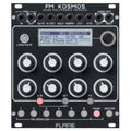 Black FM Kosmos synthesizer module with multiple knobs, buttons, a screen, and audio and MIDI jacks.
