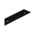 Black rectangular plastic spacer with two mounting holes on opposite ends isolated on white background.