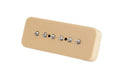 Cream-colored rectangular guitar pickup with six adjustable metal pole pieces visible on the surface.