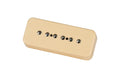 Cream-colored rectangular guitar pickup with six metal pole pieces against a white background.