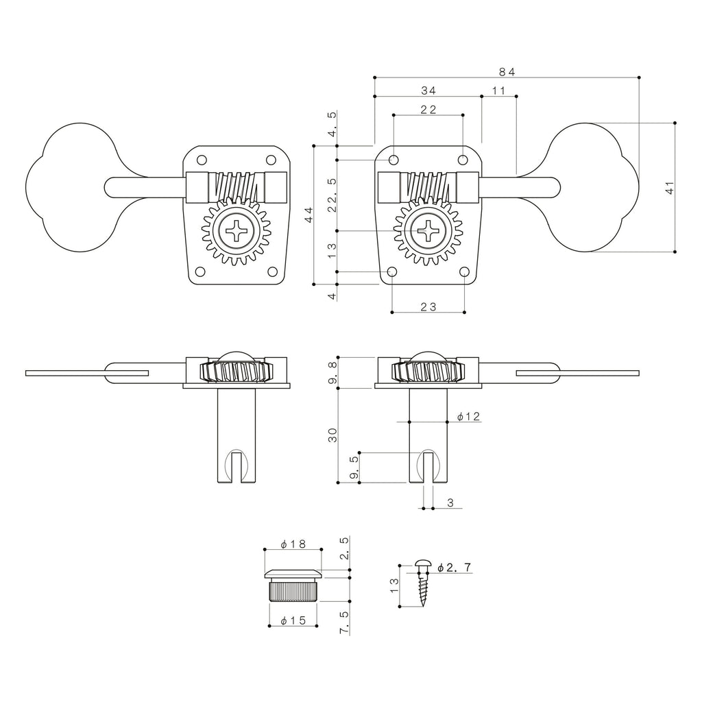 Gotoh GB10 Bass Machine Heads Set of 4 Inline