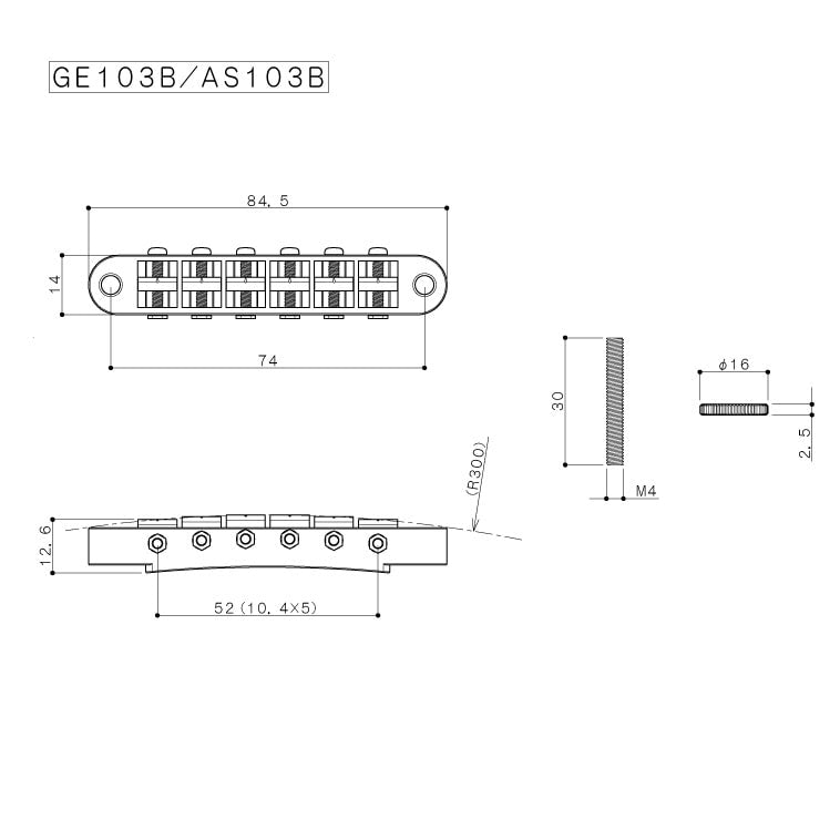 Gotoh GE103B Tune-O-Matic Style Guitar Bridge with Small Posts